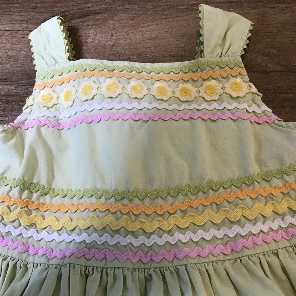 GYMBOREE Dress Size 4 Easter Spring Summer Sun Tank Ric Rac Cotton